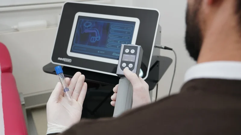 Shockwave therapy treatment session in a clinic in Turkey