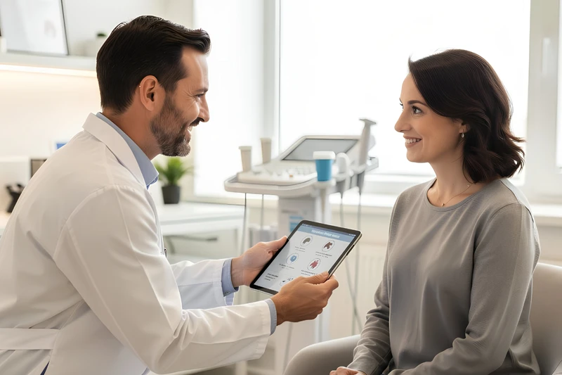 Consultation entre médecin et patient avant le botox gastrique