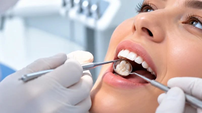 Paciente durante un empaste dental