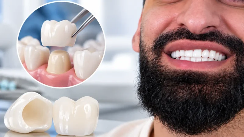 Zirkonyum diş kaplama tedavisini temsil eden doğal gülüş ve zirkonyum kronlar